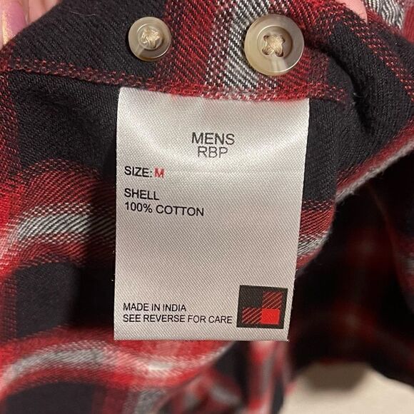 WOOLRICH-Men's Red & Black Plaid Flannel Cotton Button-Front Shirt, Size Medium - Picture 8 of 11